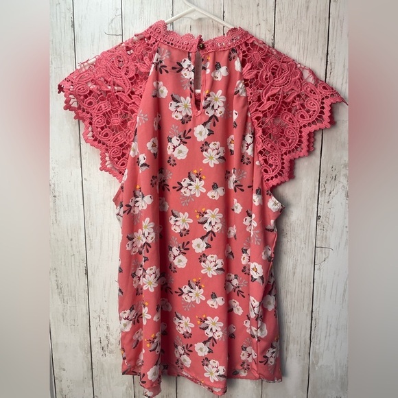 No Boundaries Pink Ruffled Cap Sleeve Blouse size XL - Picture 8 of 11